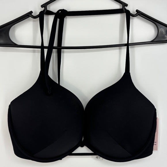 Victoria's Secret Swim Womens 34DD Bikini Top Black Heavily Padded Push Up - Picture 1 of 7